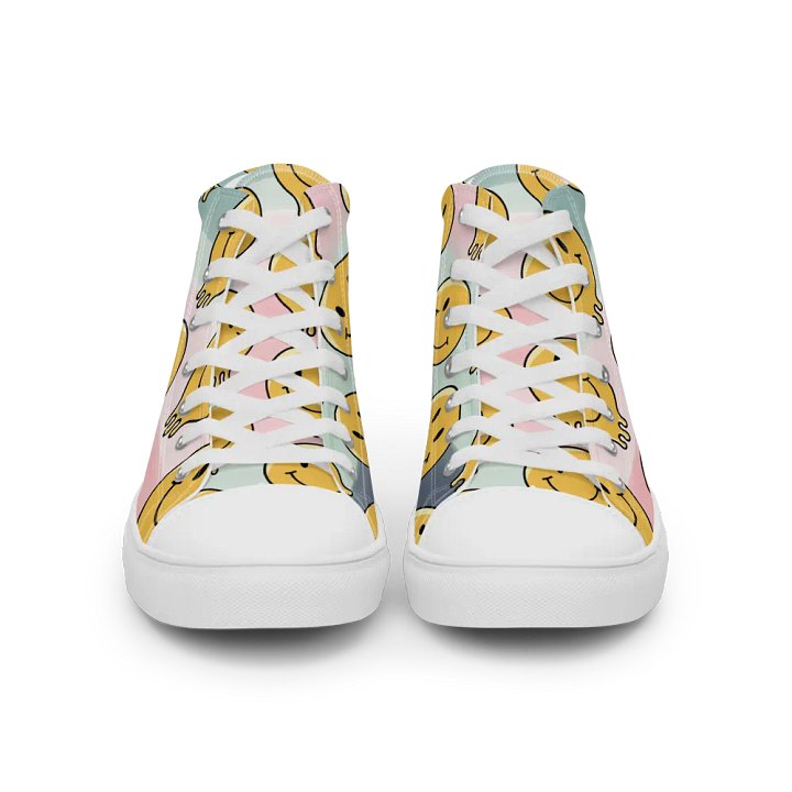 'Happy Face' Women's Handmade High Top Canvas Shoes product image (1)