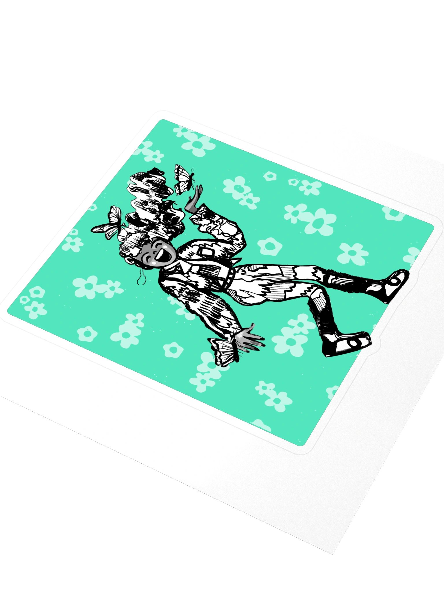 Sticker: girl with butterflies and flowers product image (3)
