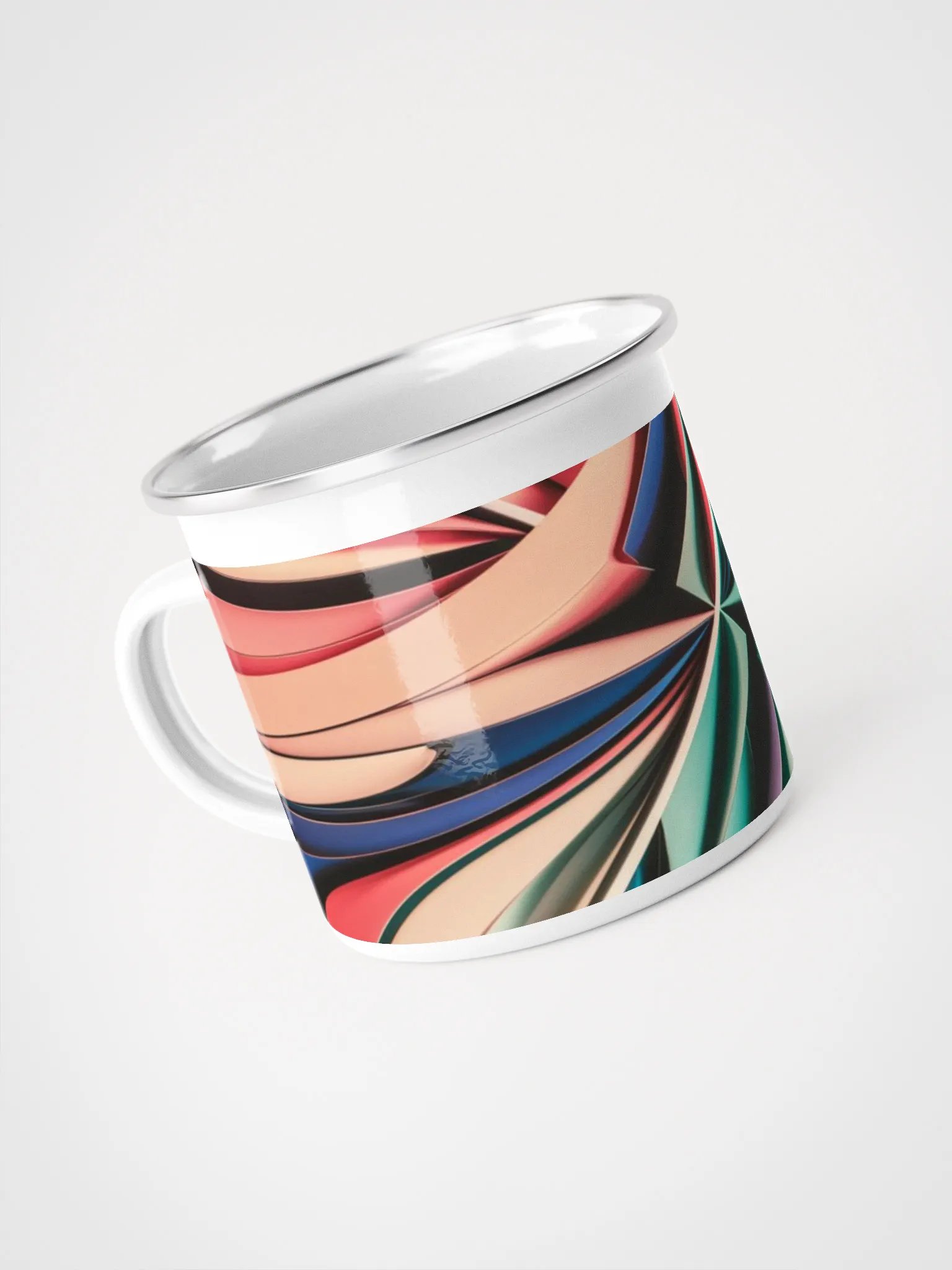 Graphic Grove Enamel Mug - Abstract Art Design, White with Silver Rim, Hand-Wash Only product image (4)