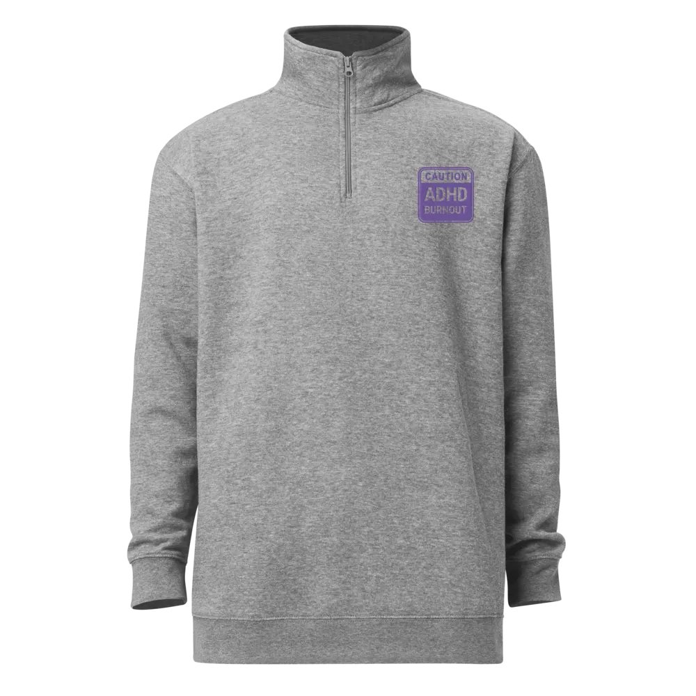 CAUTION: ADHD BURNOUT (purple outline) embroidered quarter zip product image (7)