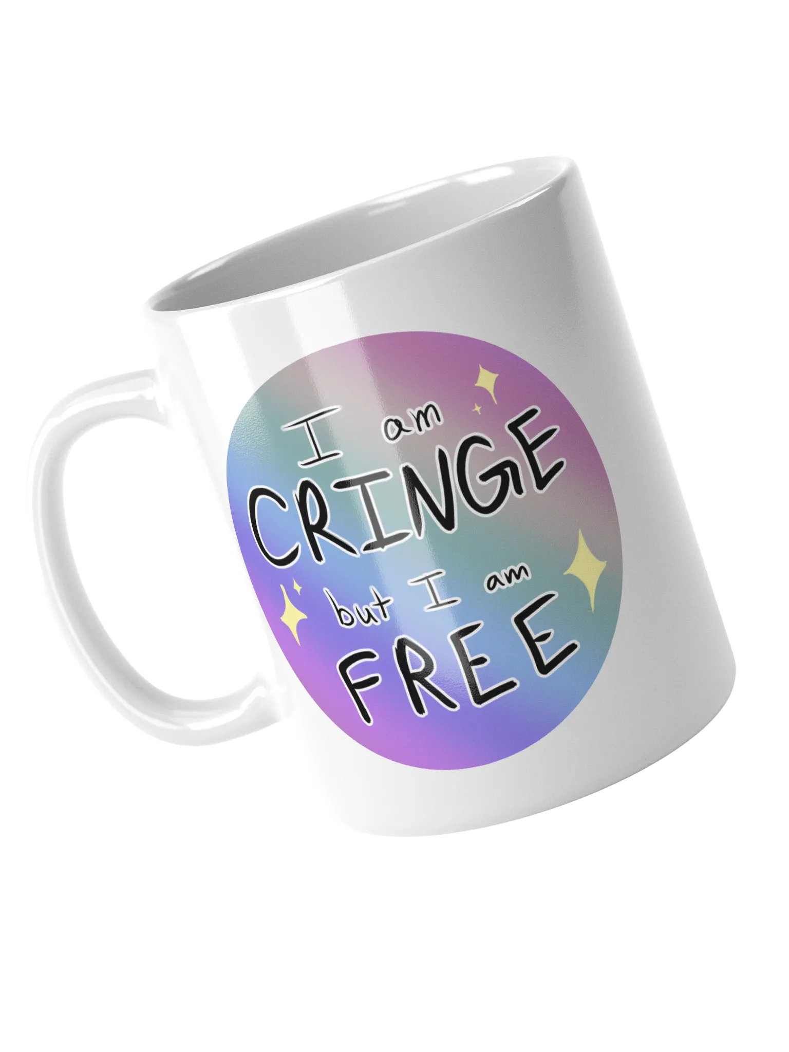 'Cringe but Free' Mug (Handle Left of Design) product image (3)