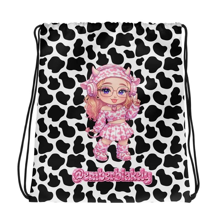 Chibi Cow-Print Drawstring Bag product image (1)