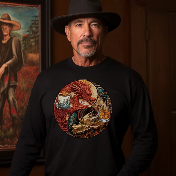 Yin Yang | Coffee Whiskey | Chinese Dragons L/S Tee product image (1)