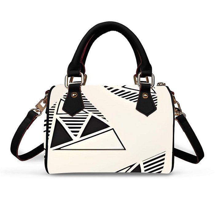 Monochrome Geo Leather Barrel Bag product image (2)