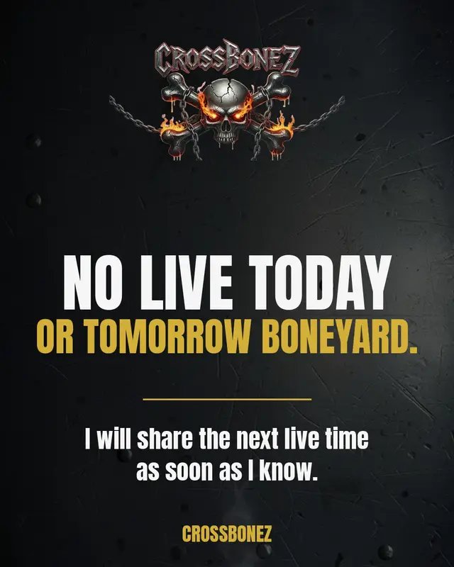 No live today or tomorrow Boneyard. 💀 I will share the next live time as soon as I know. #Fortnite #Fortnitemares #CrossBonez