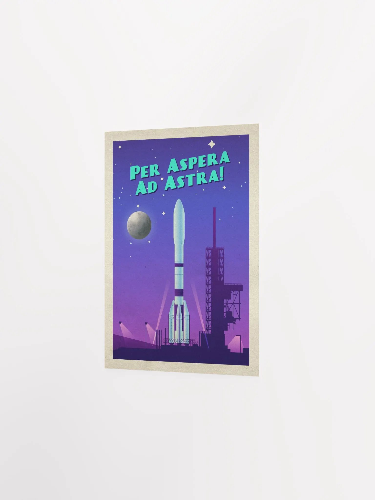 Per Aspera Ad Astra!, ESA Ariane 6 — Vintage space poster, retro space art, propaganda poster, retrofuturism art, retro sci-fi print product image (6)