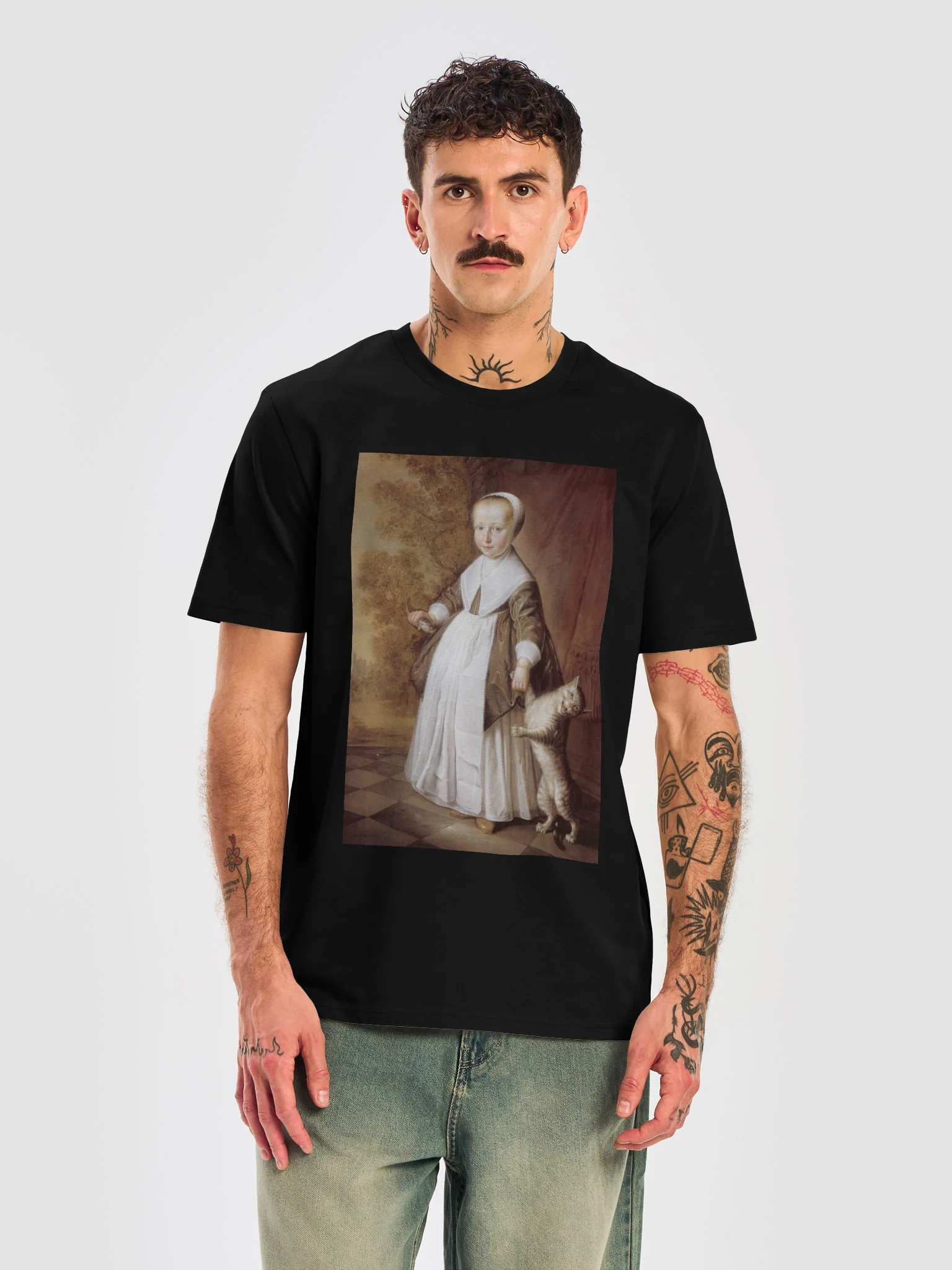 Painting of Girl with Cat and Fish - Organic Tshirt product image (5)