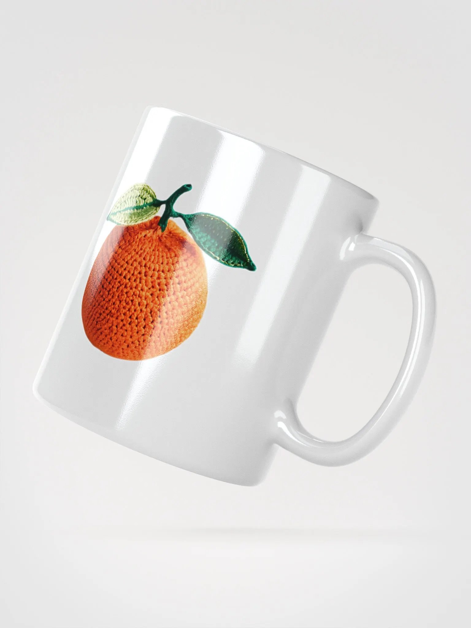 CozyAvocado White Glossy Mug Crochet Orange #1 product image (2)