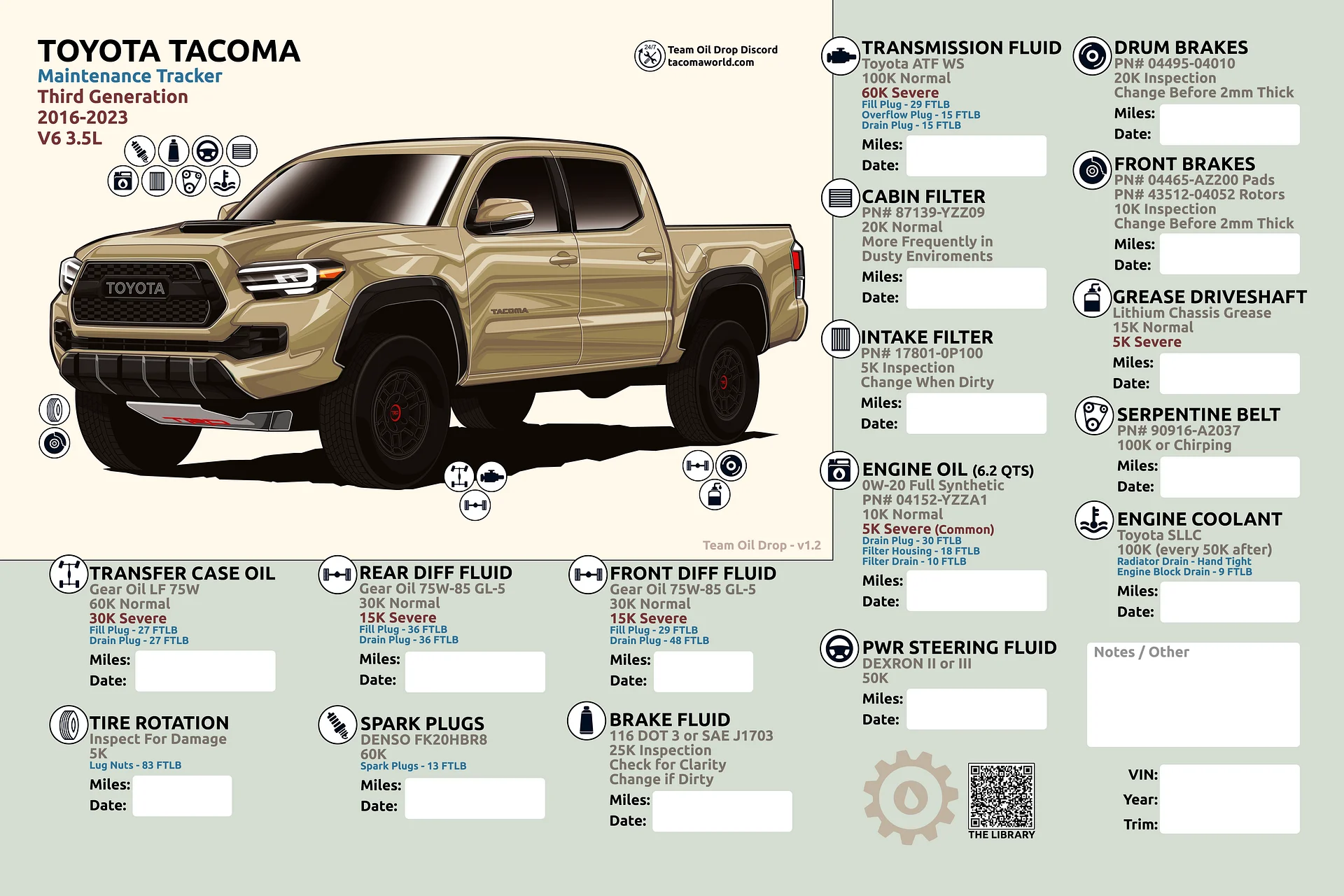 3RD GEN MAINTENANCE TRACKER V1.2 - Sand product image (1)