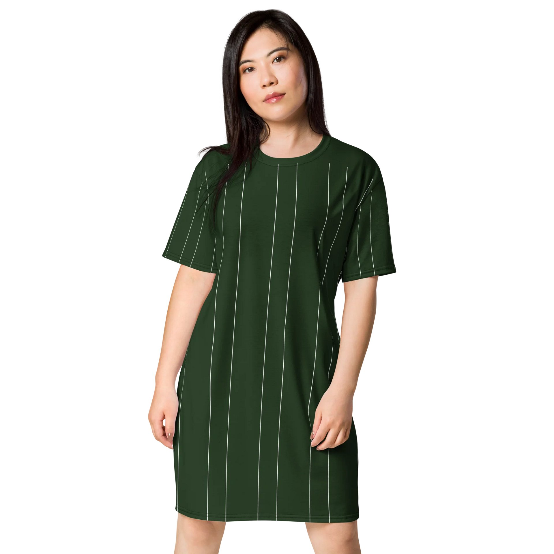 TDS Women's Oversized Green Striped T-Shirt Dress product image (1)