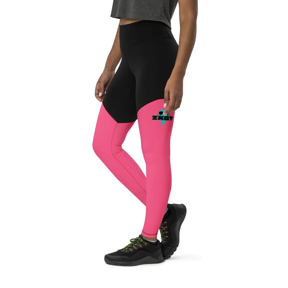 Women's Pink ZKOT Athletic Leggings - Show your Support with Style - Exercise, Fitness, Womenswear product image (12)