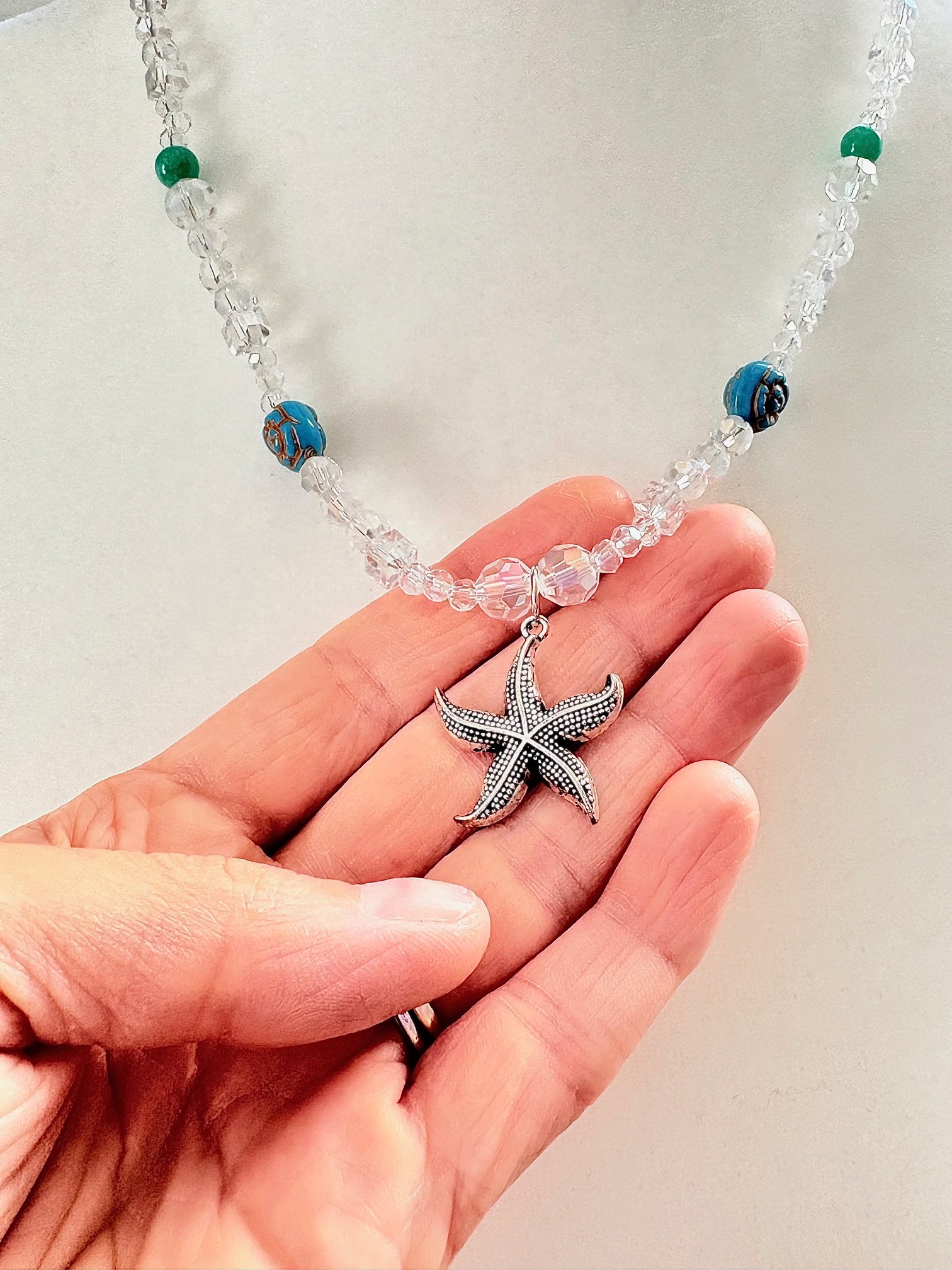 MFD-00024 | Silver Tone | Seaside Radiance | Starfish Pendant Necklace by Monique Faella Designs™ product image (2)