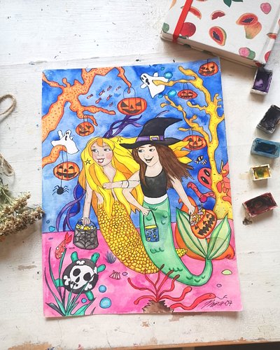 Underwater Halloween, because why not. Also this is a very old painting and I love it. 
DM me about original. 
For prints, li...
