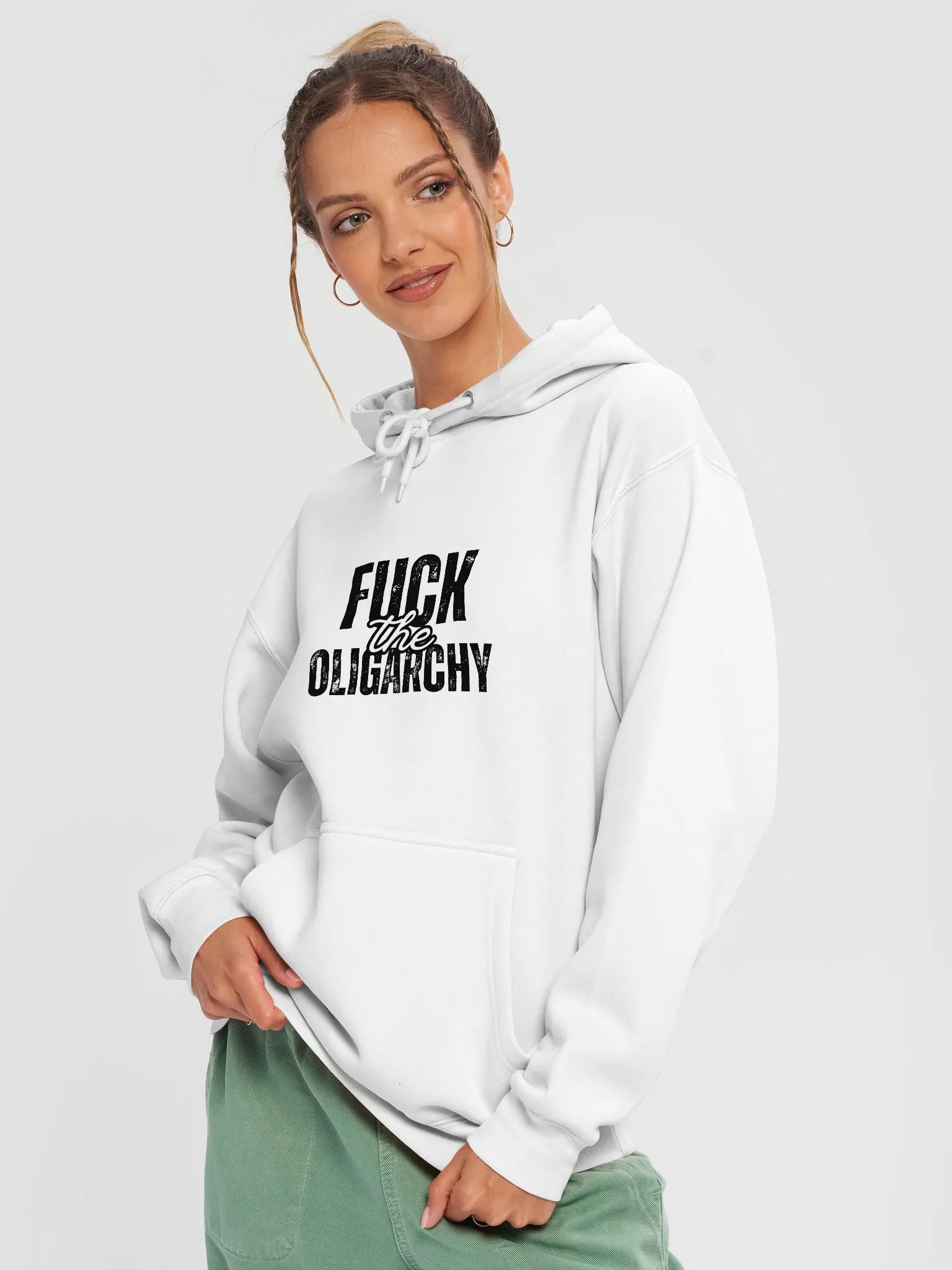 Fuck the Oligarchy Premium Pullover Hoodie (lighter colors) product image (3)
