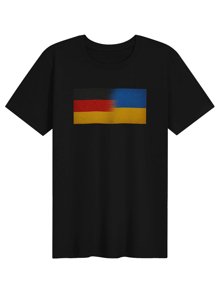 Woman Comfort T-shirt Support Ukraine-Germany Flags, black product image (1)