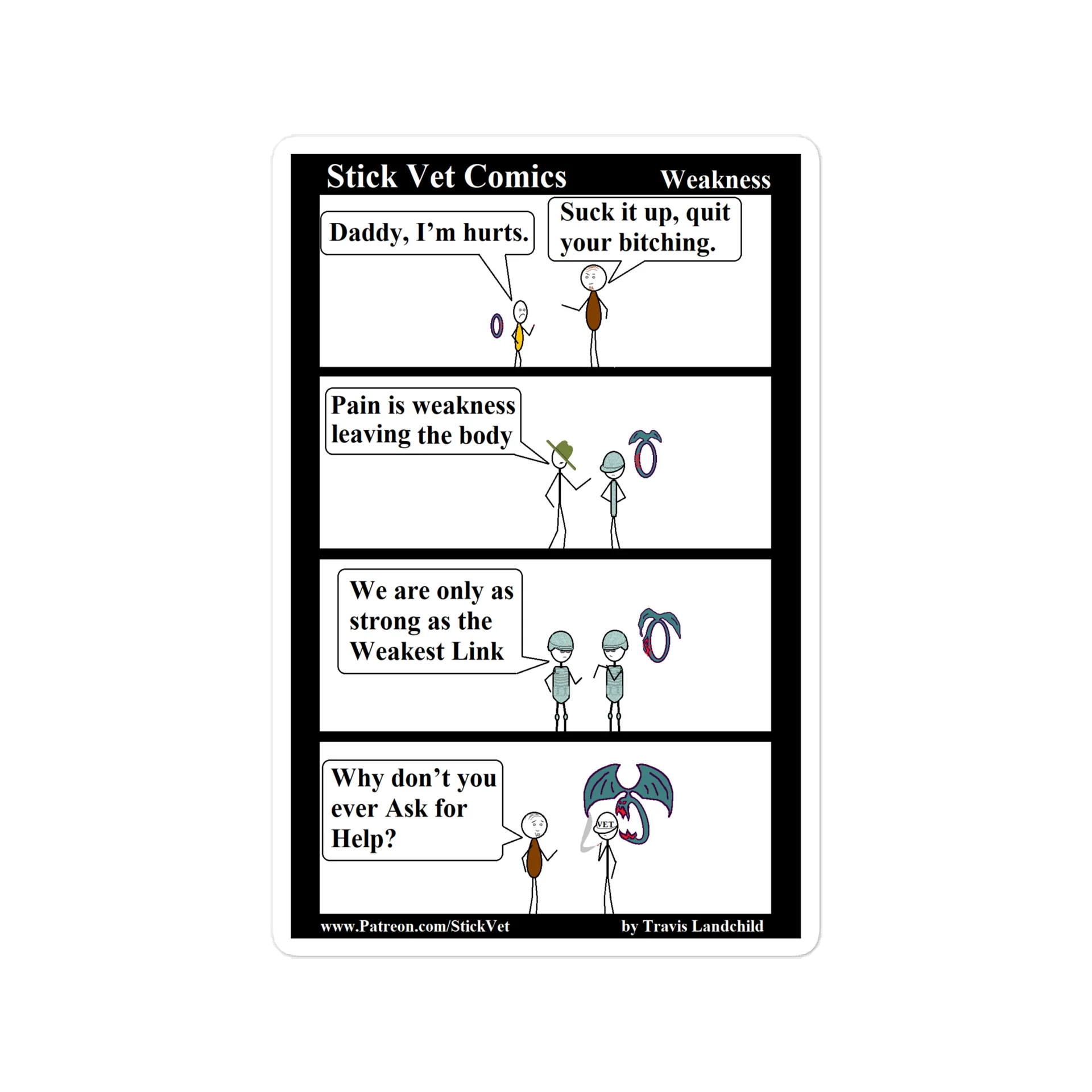 Stick Vet Comics: Weakness Comic Vinyl Decal product image (1)
