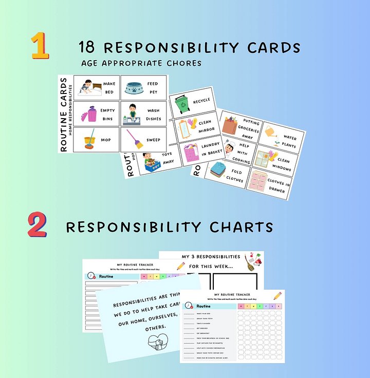 Organisation Bundle, Home Responsibilities, Daily Routine, Routine Chart, Routine Cards, Printable, Autism, Family Household, Visual Support product image (2)