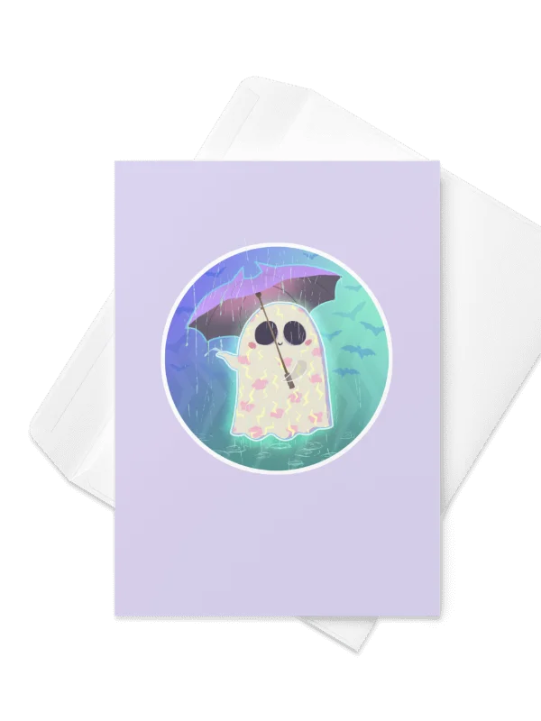 Pastel Little Ghost in the Rain #2 - Greeting Card product image (6)