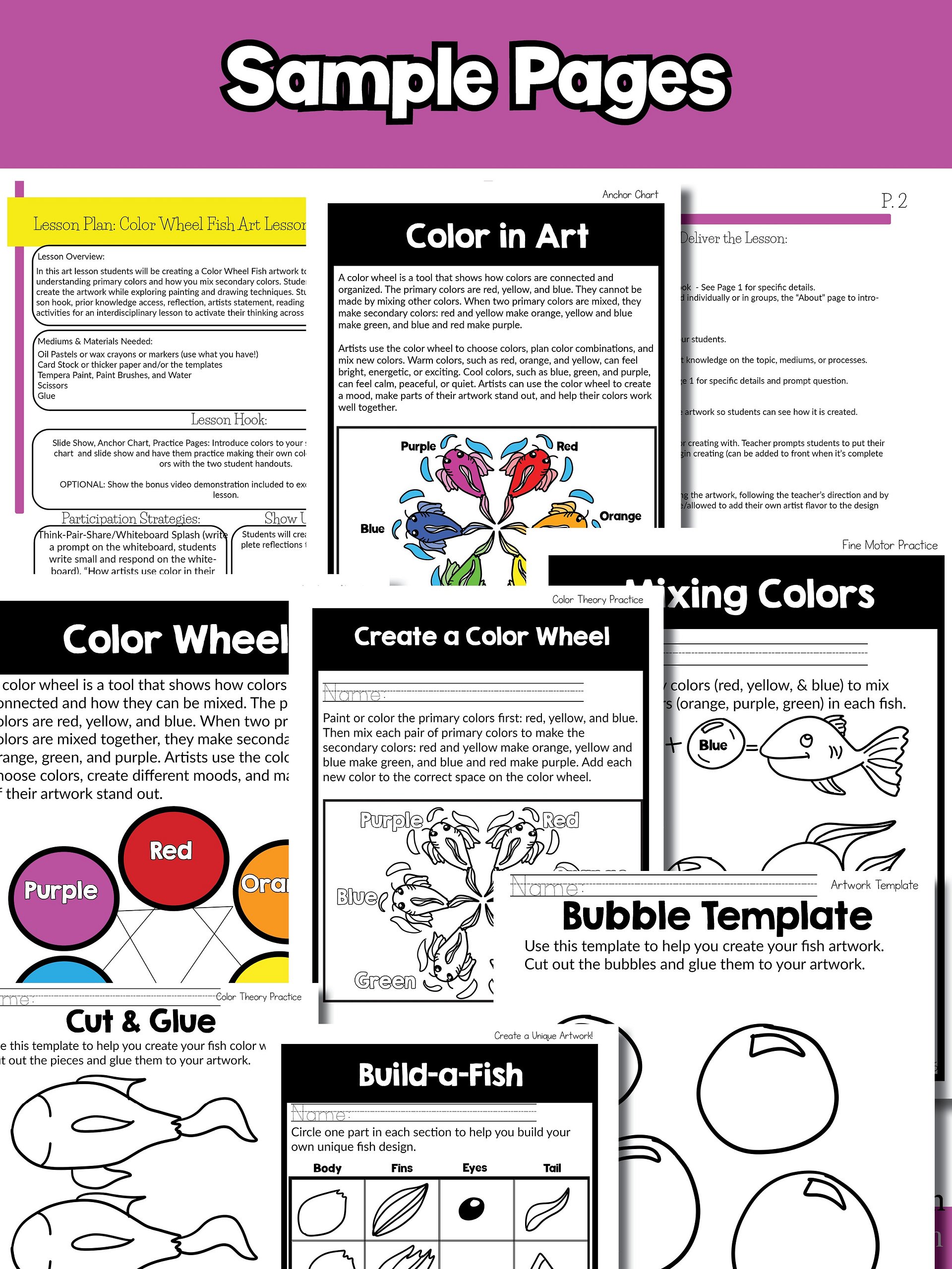 Color Wheel Art Lesson Element of Art Color Fish Art Project Grade 3 Art Lesson product image (8)