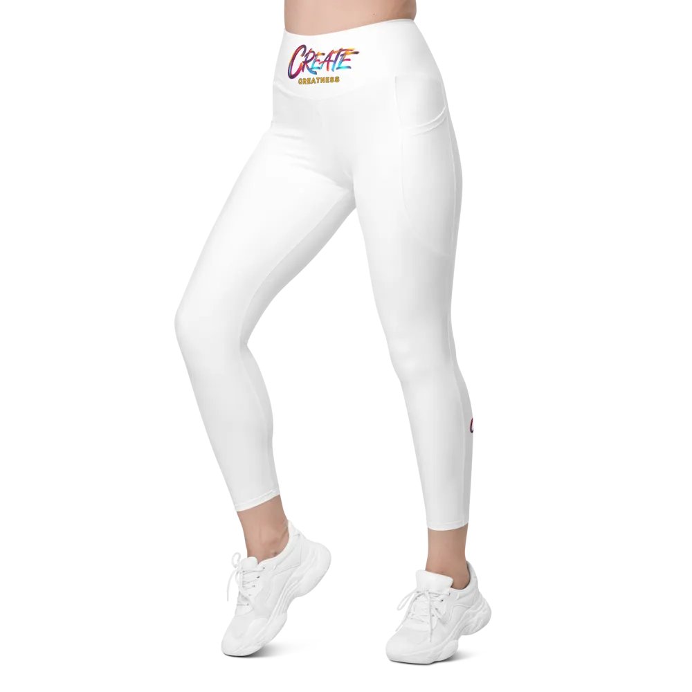 Create Greatness White with prints Leggings product image (4)