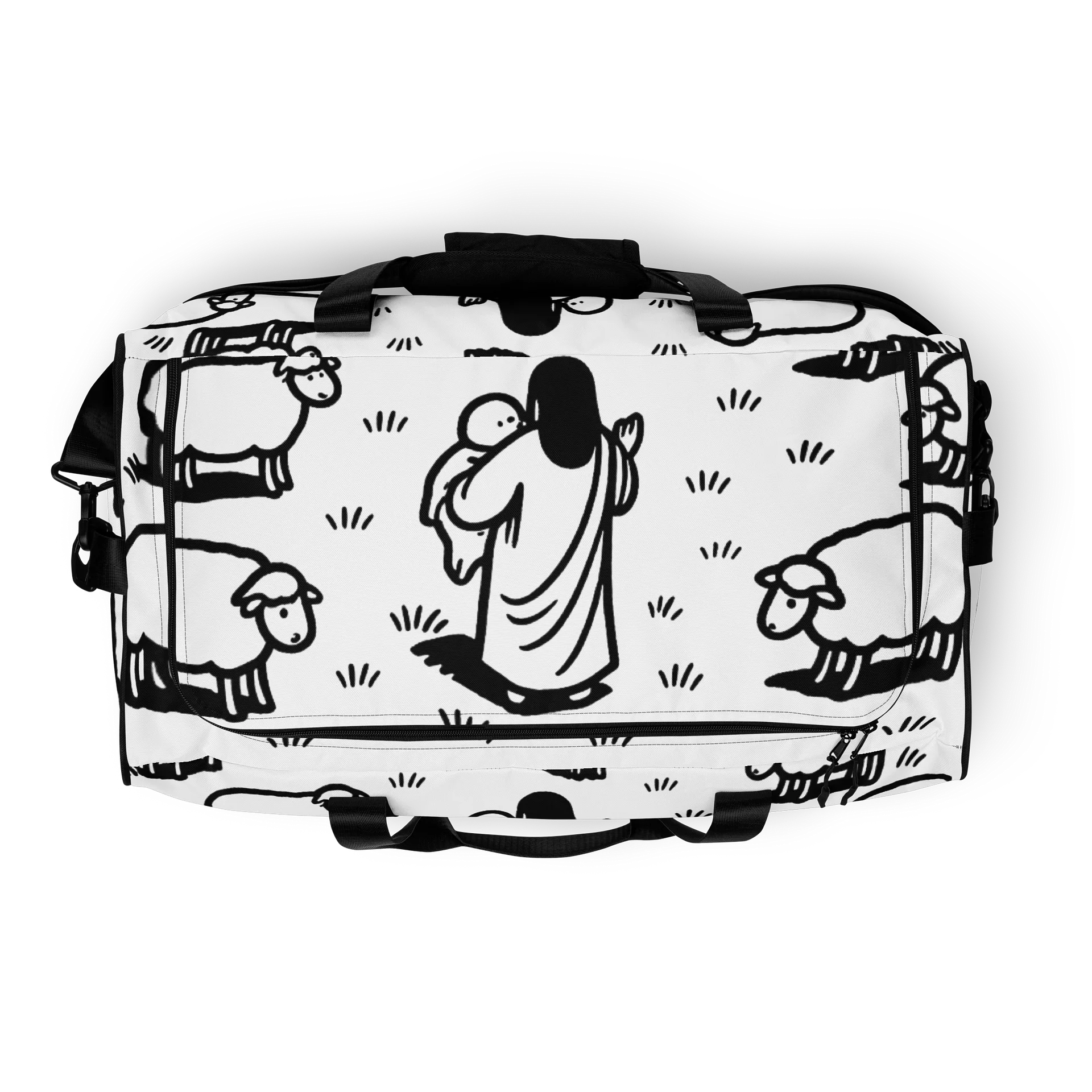 The Good Shepherd Doodle All-Over Print Duffle Bag product image (8)