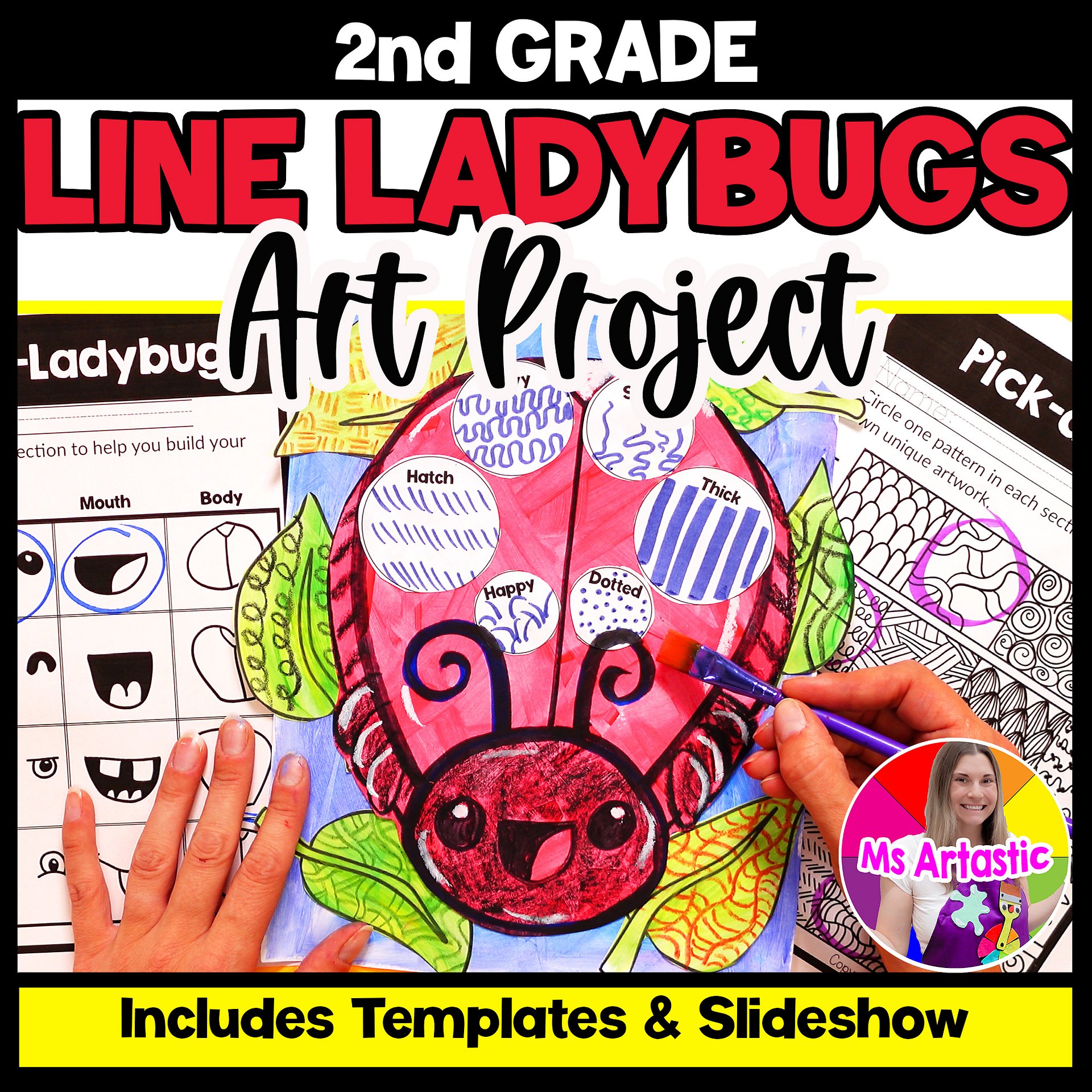 Line Ladybug Art Lesson 2nd Grade Types of Lines Art Project Ladybug Art Activity BTS product image (1)