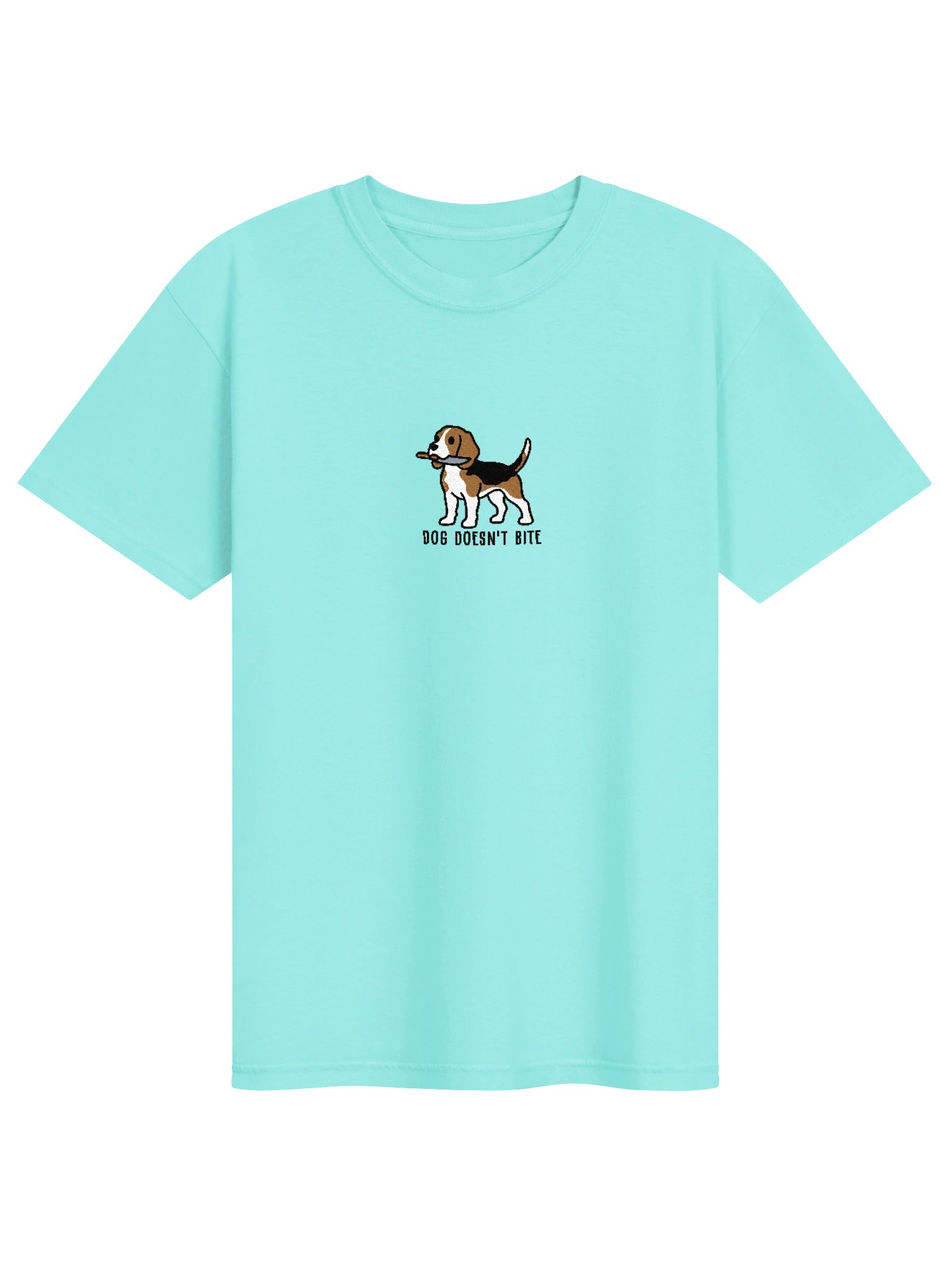 Dog Doesn't Bite Funny Chibi-Style Embroidered T-Shirt for Beagle(Tan, Black, & White) Owners product image (73)
