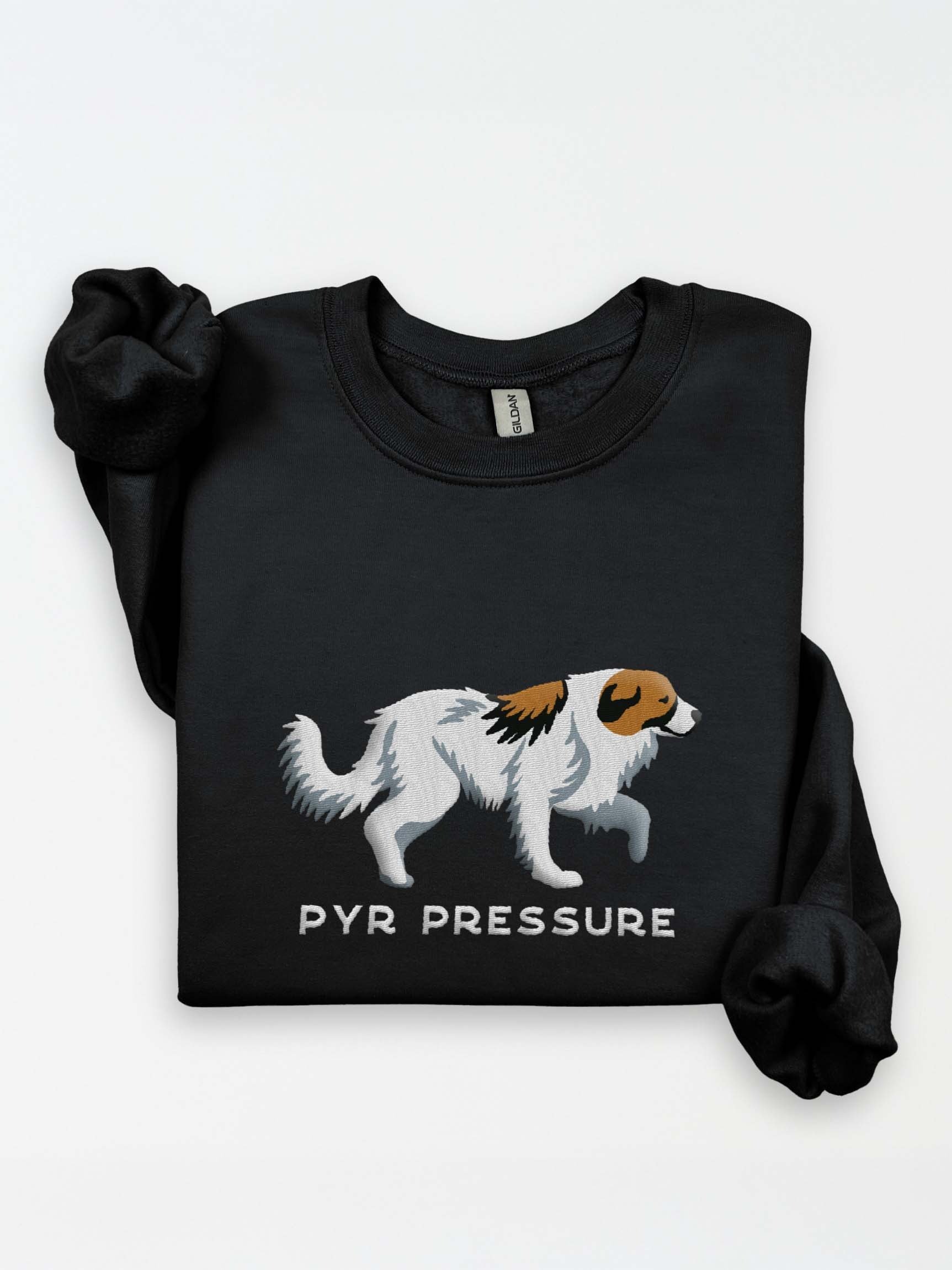 Pyr Pressure Sweatshirt (Embroidered) of a Great Pyrenees(Brown & White) product image (1)