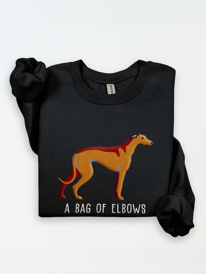 A Bag of Elbows Sweatshirt (Embroidered) of an English Greyhound(Tan 2) product image (1)