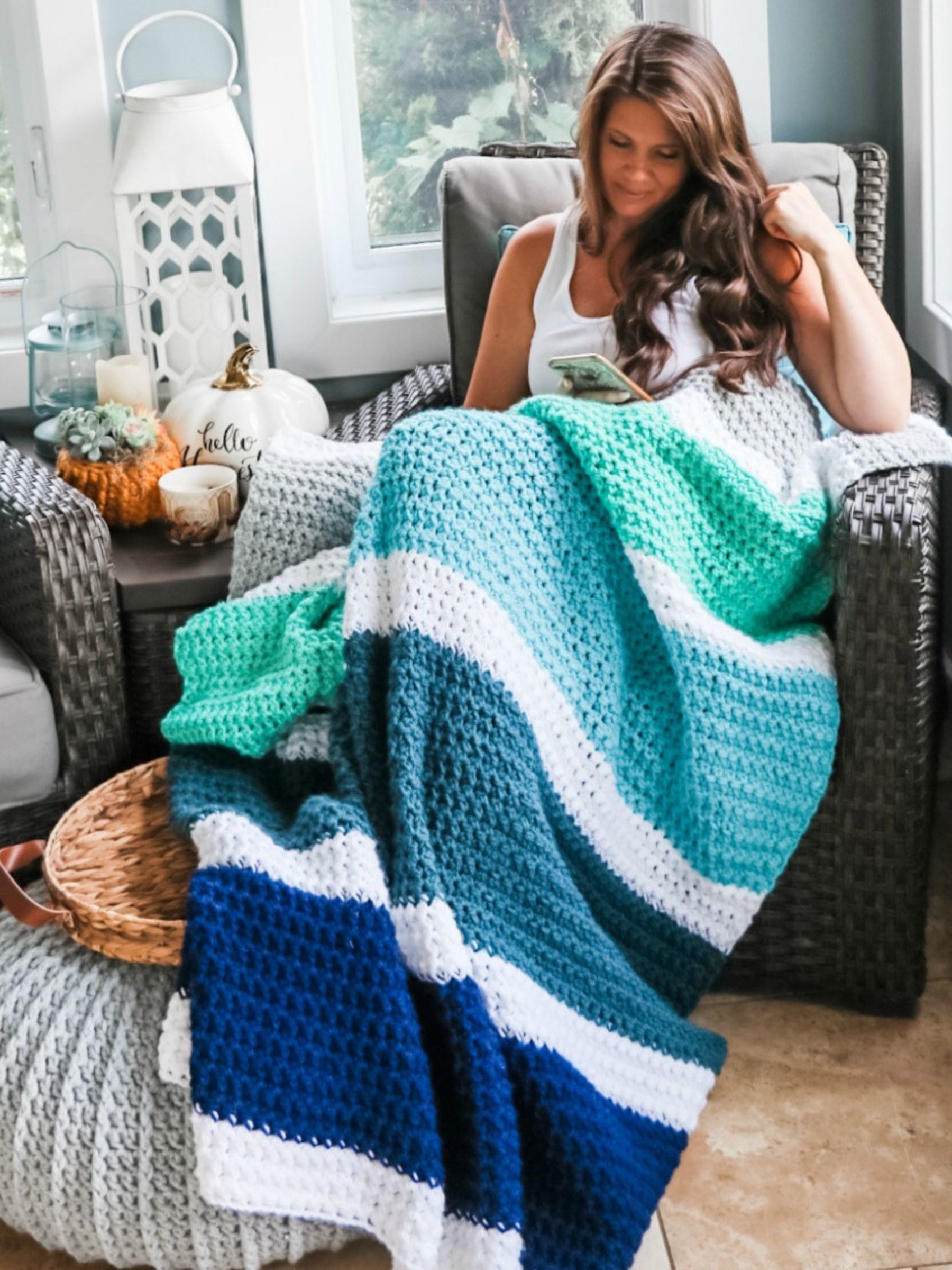 Calming Stripes Afghan Crochet Pattern product image (1)