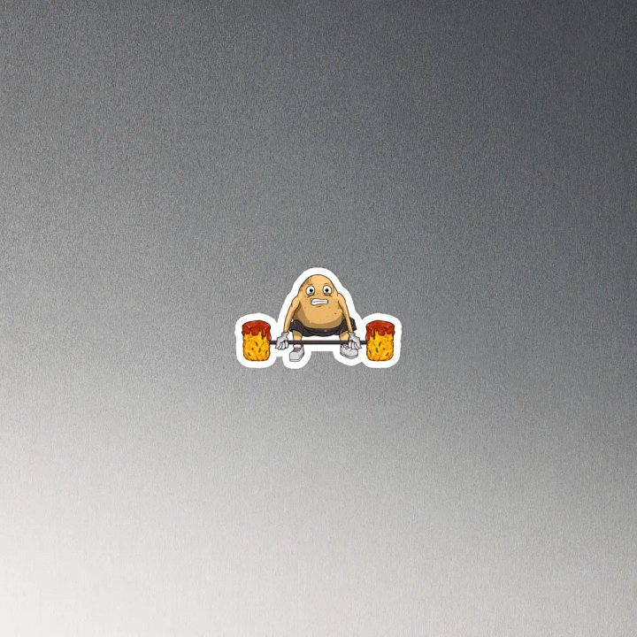 Spud Strength: Tater Tot Barbell Cartoon Die-Cut Magnets product image (2)