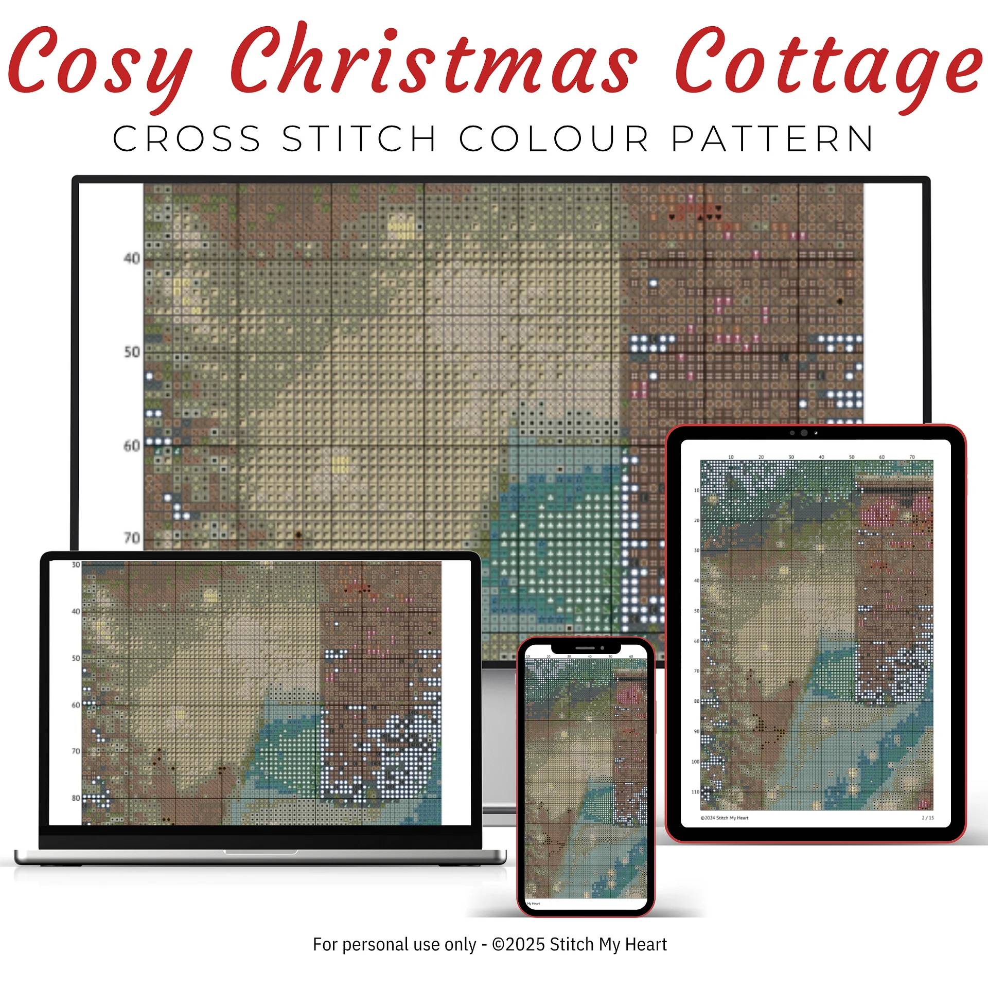 Cozy Christmas Cottage Cross Stitch Pattern product image (3)
