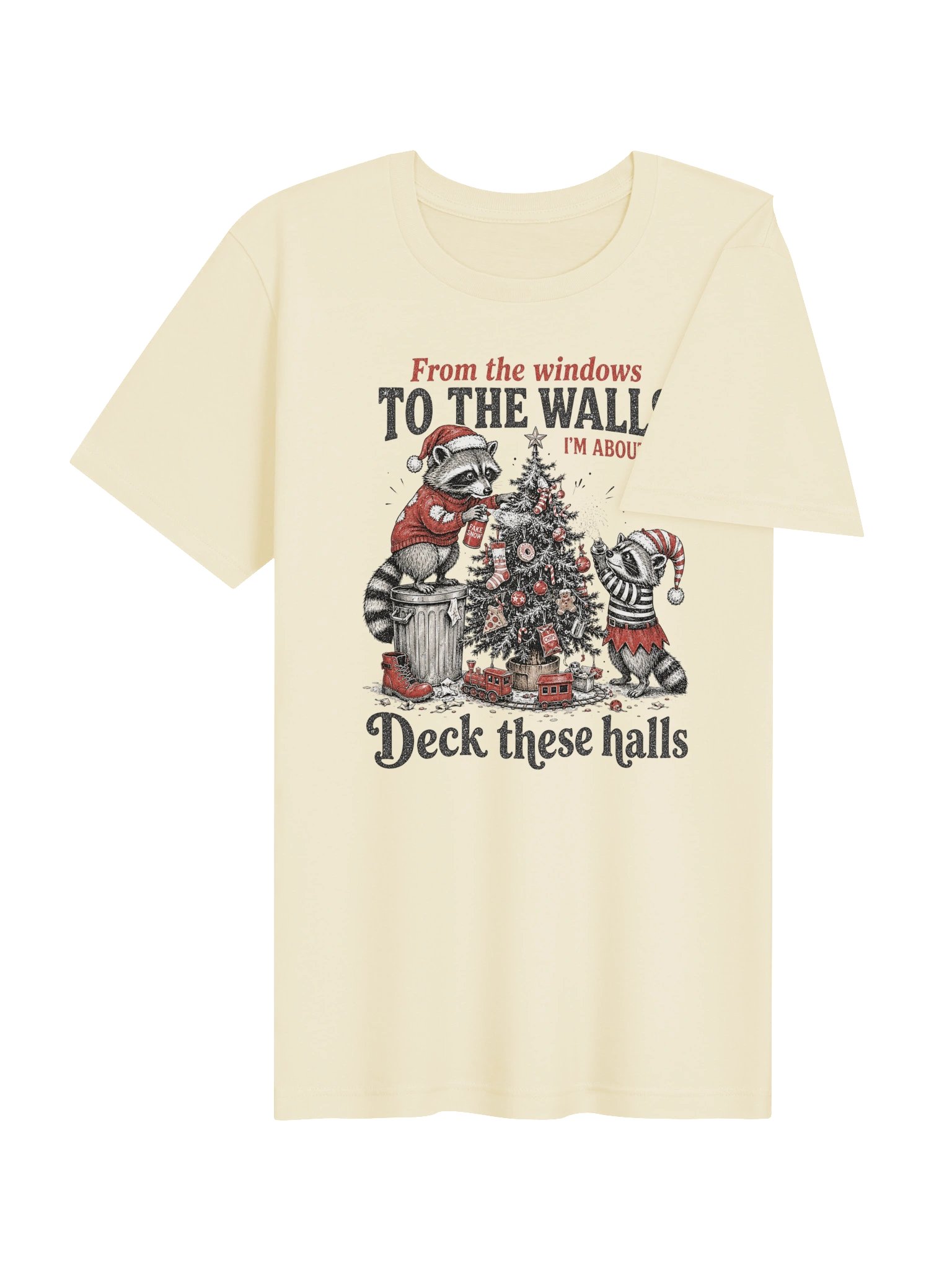 Deck These Halls Raccoon Christmas T-Shirt | Funny Holiday Tee product image (10)