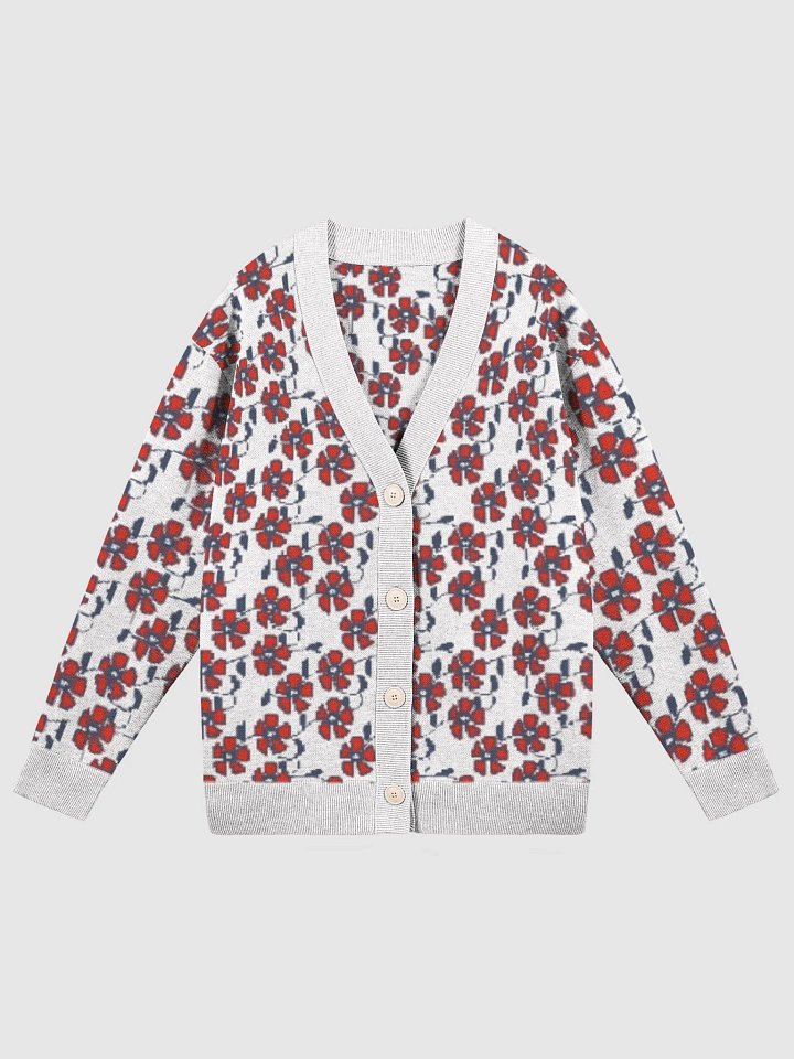 Red Flowers Blue Vines Cardigan product image (2)