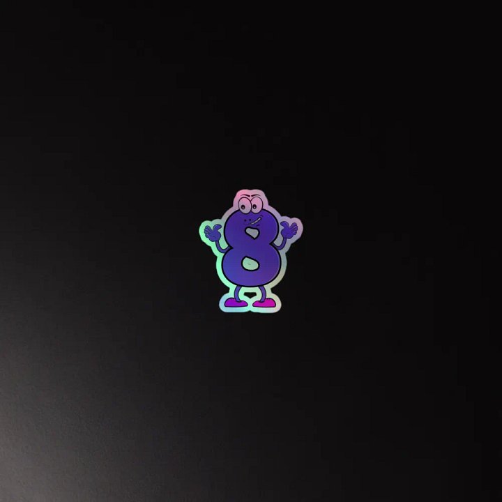 Playful Purple Number 8 Holographic Stickers product image (4)