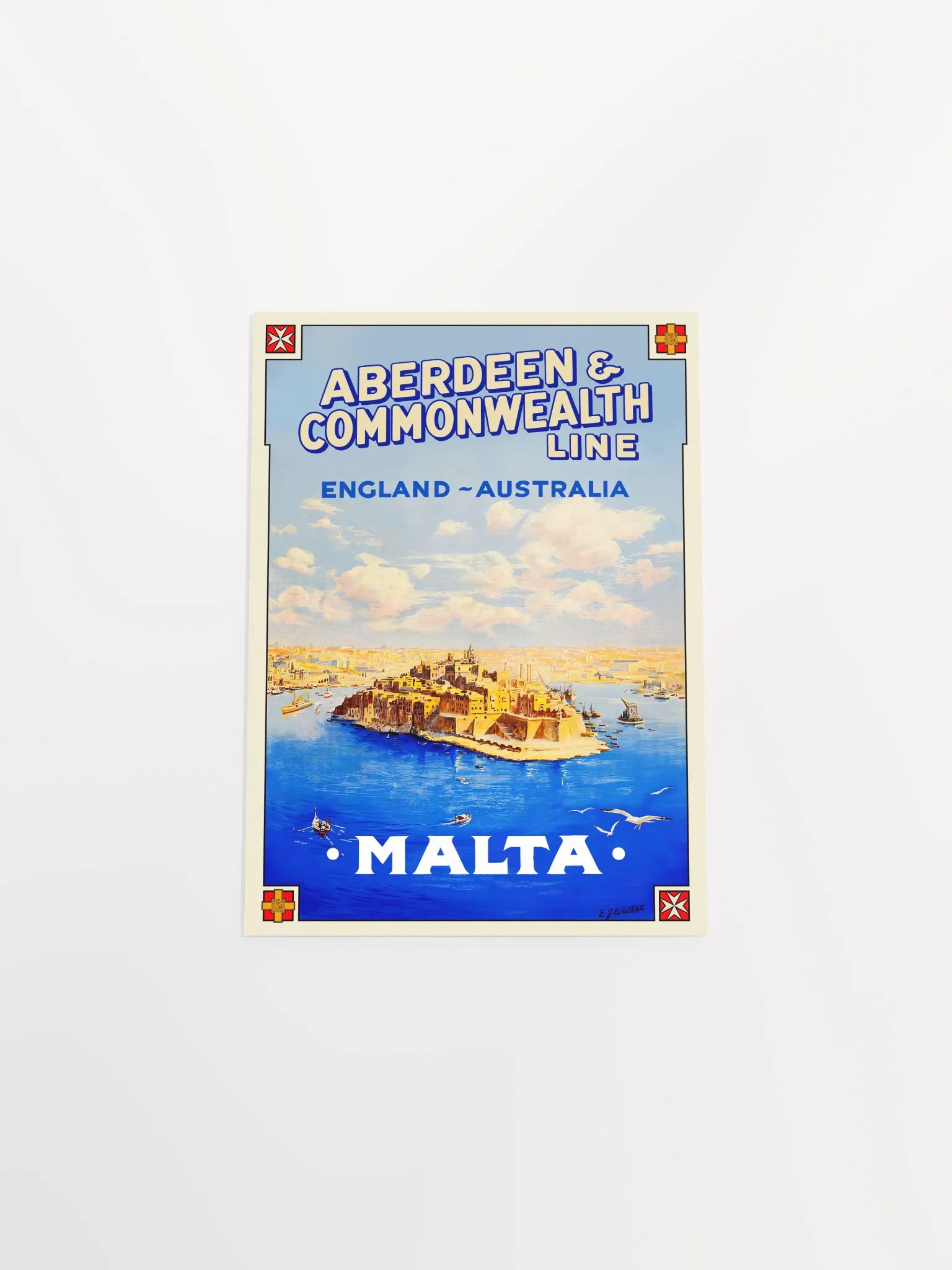 Malta, Valletta, 1930s — Retro vintage travel poster, retro travel poster, art deco poster product image (9)