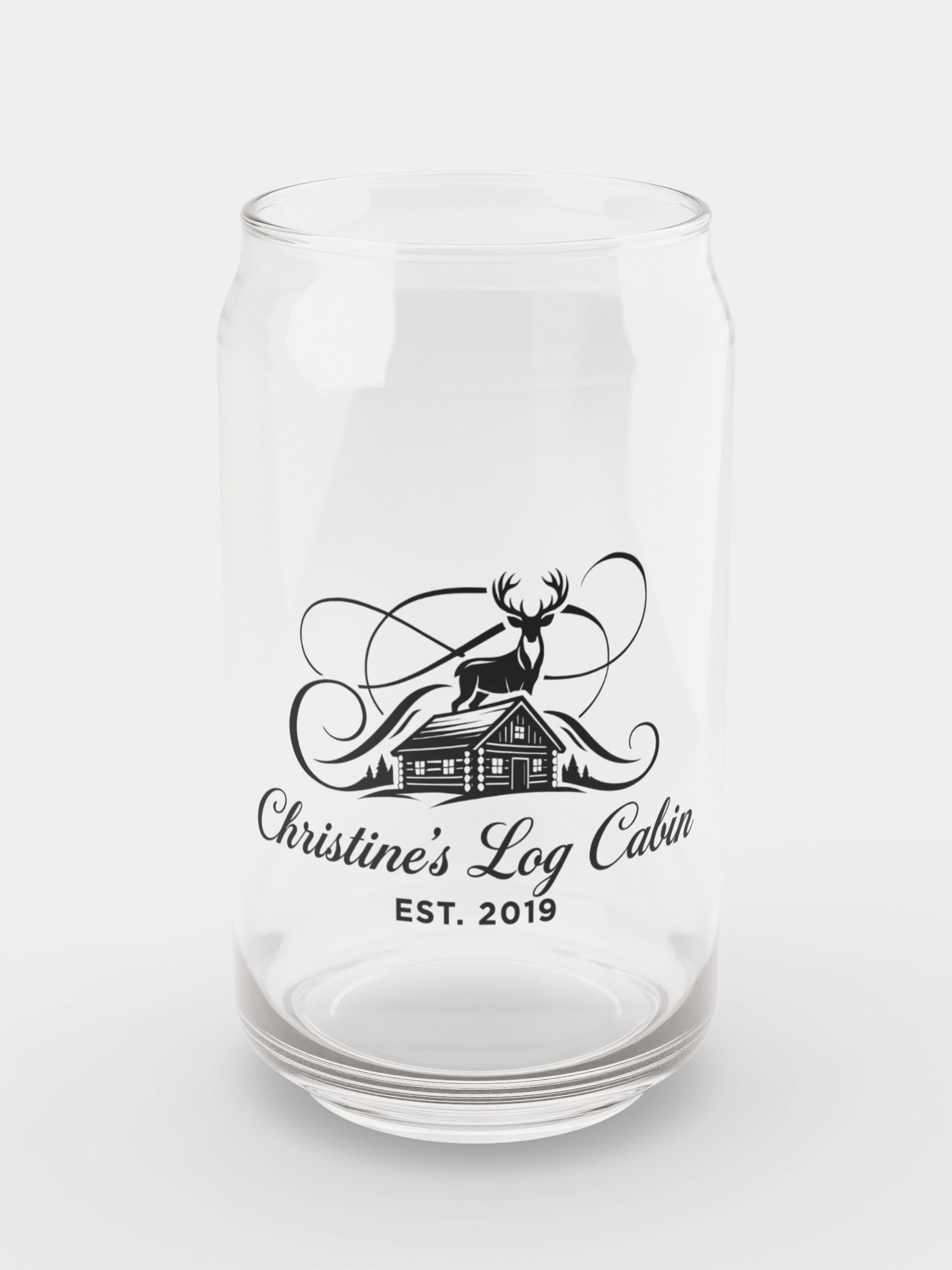 Christine's Log Cabin Custom Drinking Glass Rustic Log Cabin Logo Drinkware product image (5)