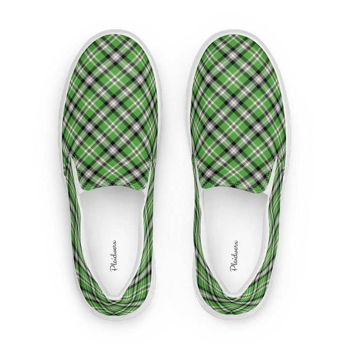 Bright Green, Black, and Gray Plaid Women's Slip-On Shoes product image (1)