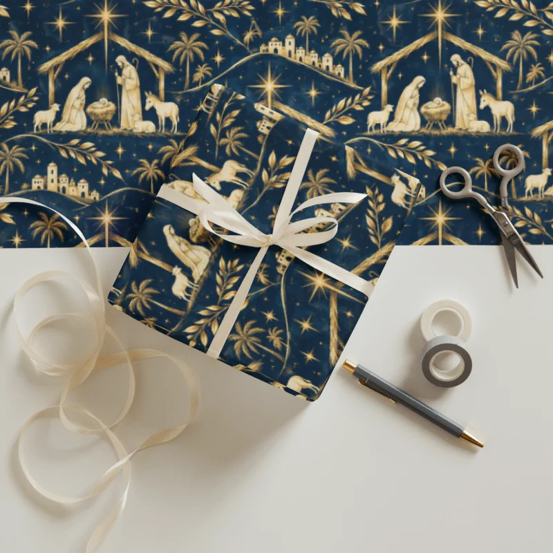 Elegant Nativity Christmas Wrapping Paper Collection | Christian Christmas Gift Wrap | Vintage Holy Night & Bethlehem Designs product image (3)