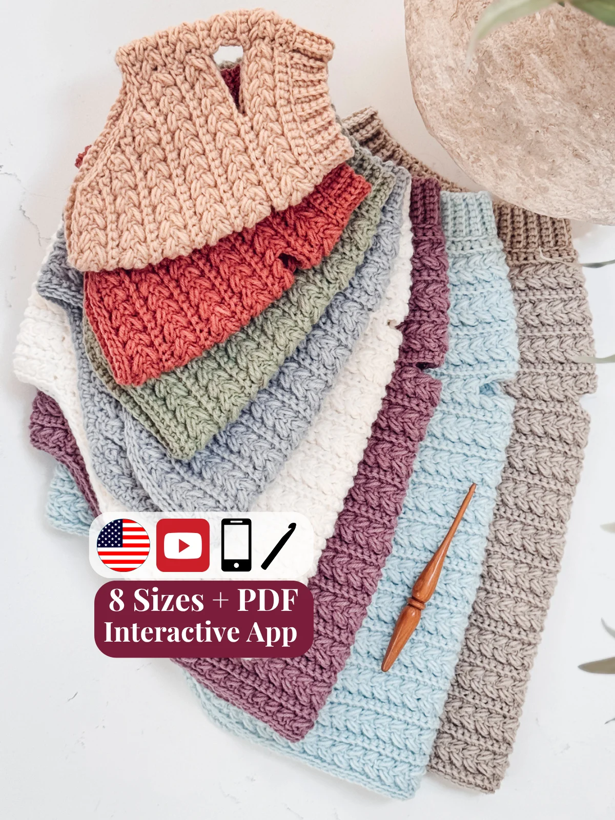 Wheat Stitch Dog Sweater Crochet Pattern in 8 Sizes product image (1)