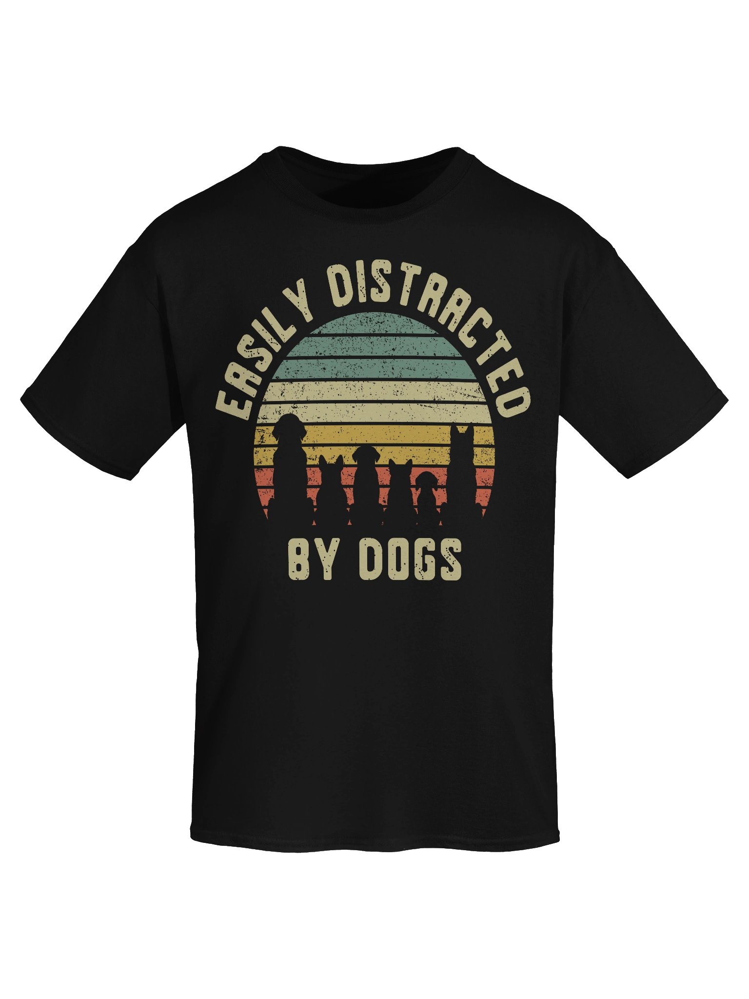 Easily Distracted By Dogs Sunset Retro T-Shirt product image (7)