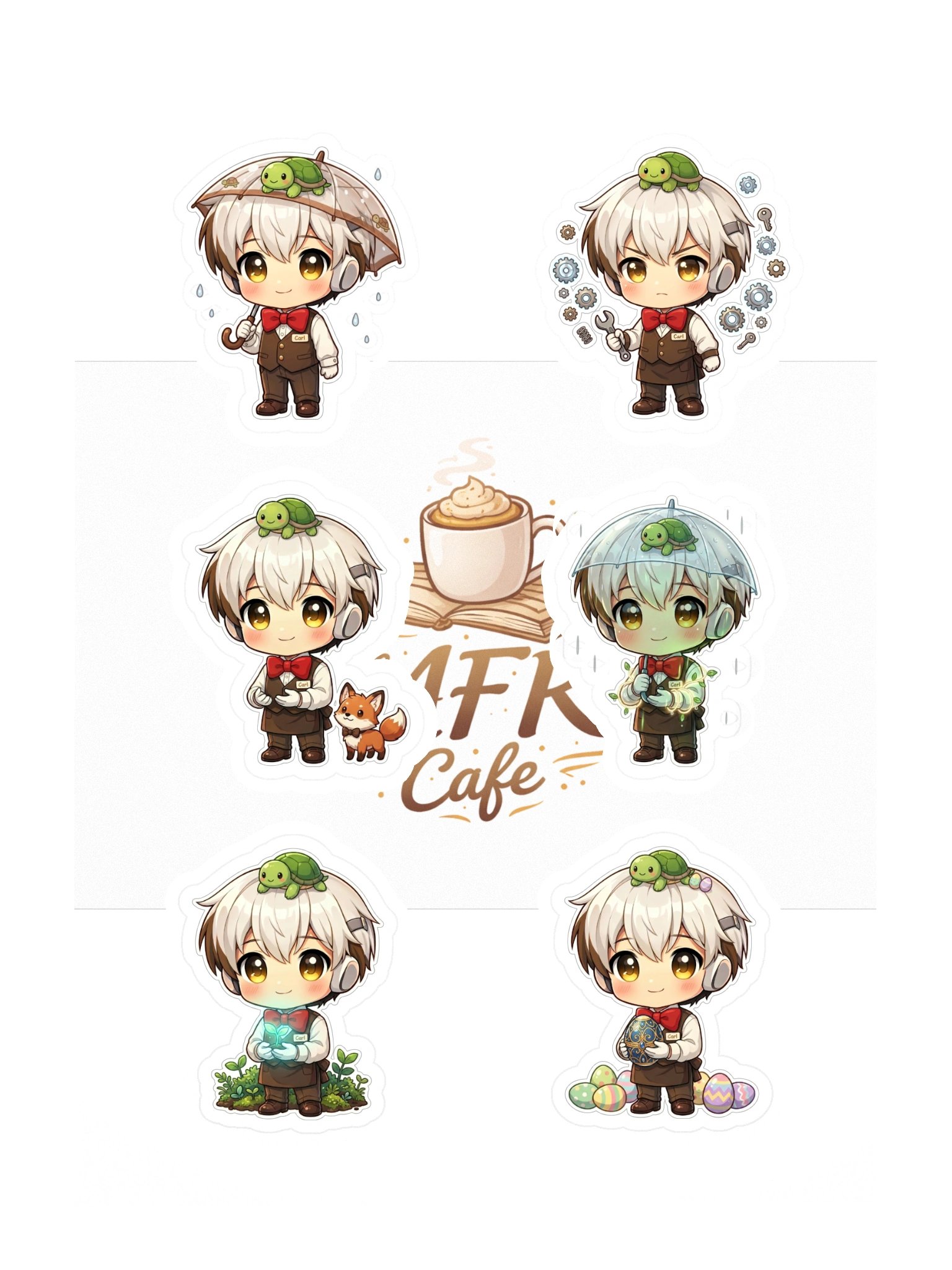 AFK Cafe | Carl the Concierge Sticker Sheet 🐢☕ product image (3)