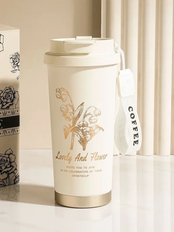 Luxury Lily of the Valley Thermal Mug - Stainless Steel Travel Cup Gift Set product image (2)