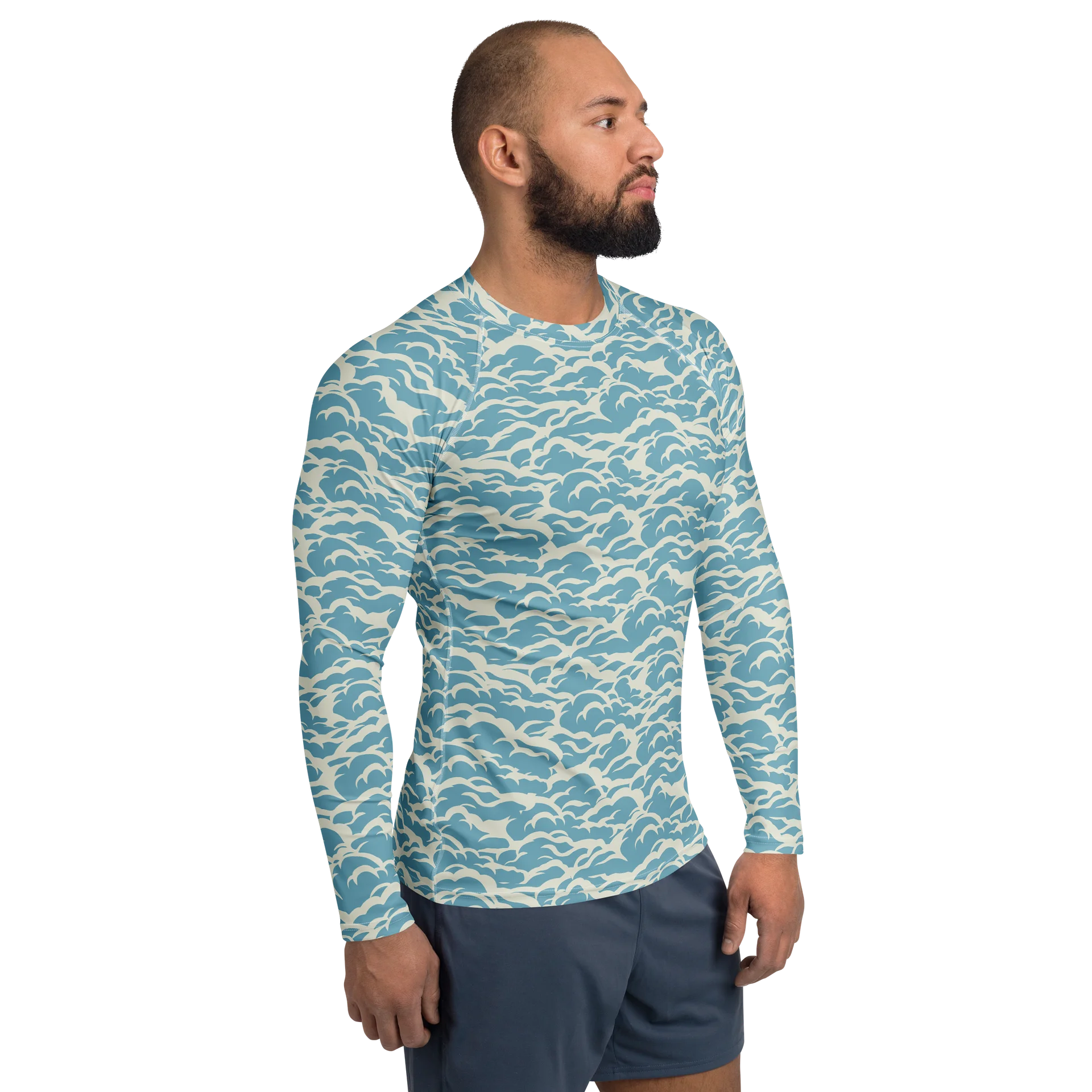 Nautical Ocean Waves Design Men's Rash Guard product image (4)