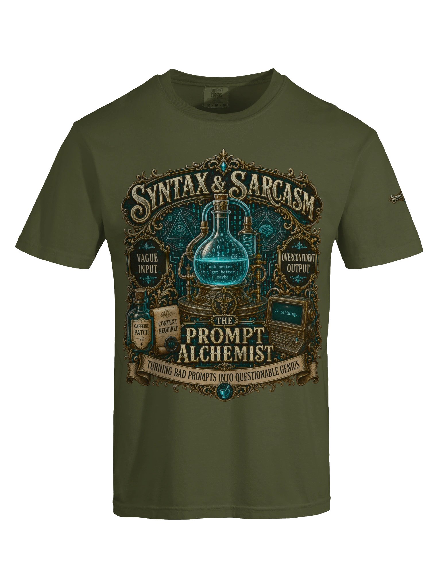 Syntax & Sarcasm Prompt Alchemist Heavyweight Coding T-Shirt product image (37)