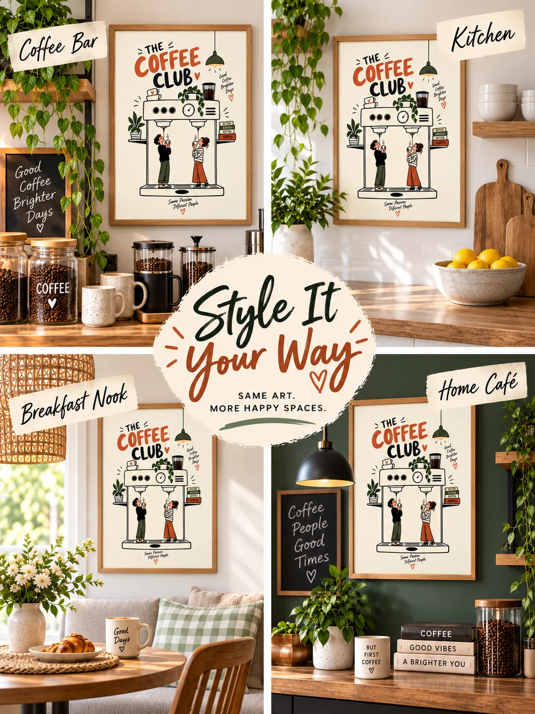 Coffee Club Wall Art, Retro Coffee Poster, Kitchen Coffee Bar Decor product image (2)