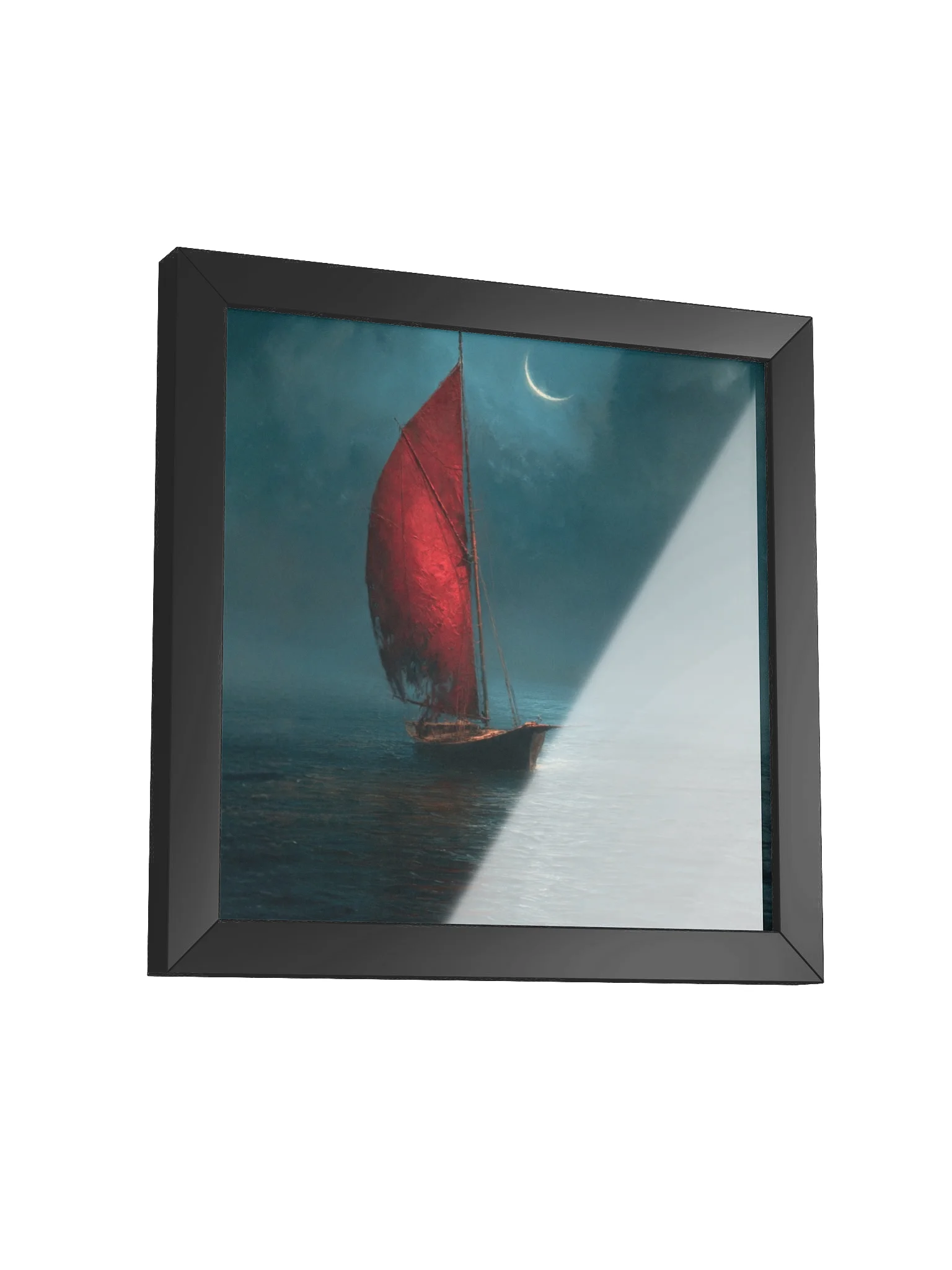 Moonlit Red Sailboat Poster product image (31)