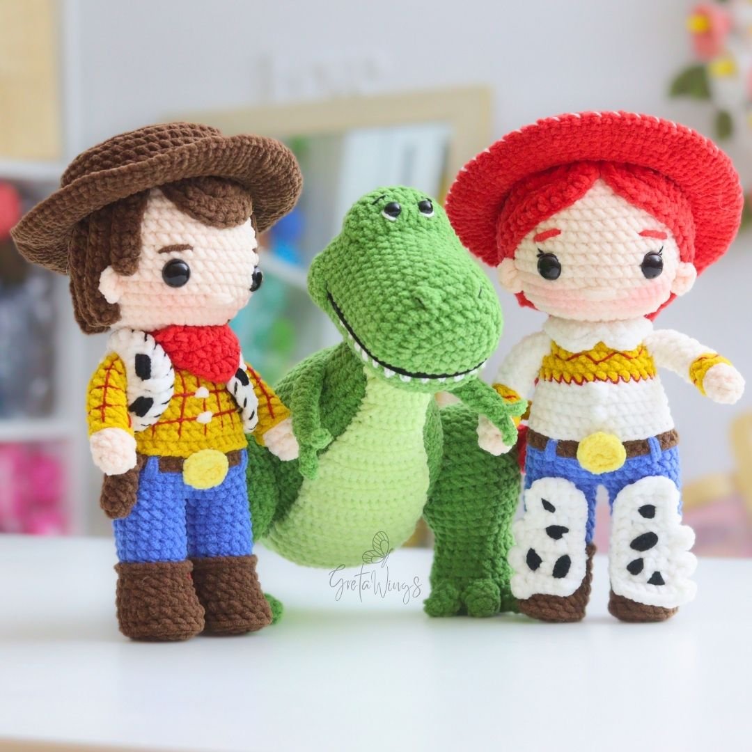 Toy Story Inspired Amigurumi Patterns Combo - T-Rex, Woody, and Jessie (3 PDF) product image (2)