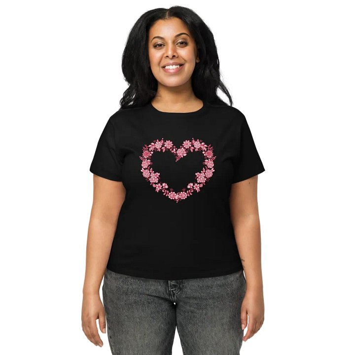 Red Floral Heart Women's High-Waisted Tee product image (1)