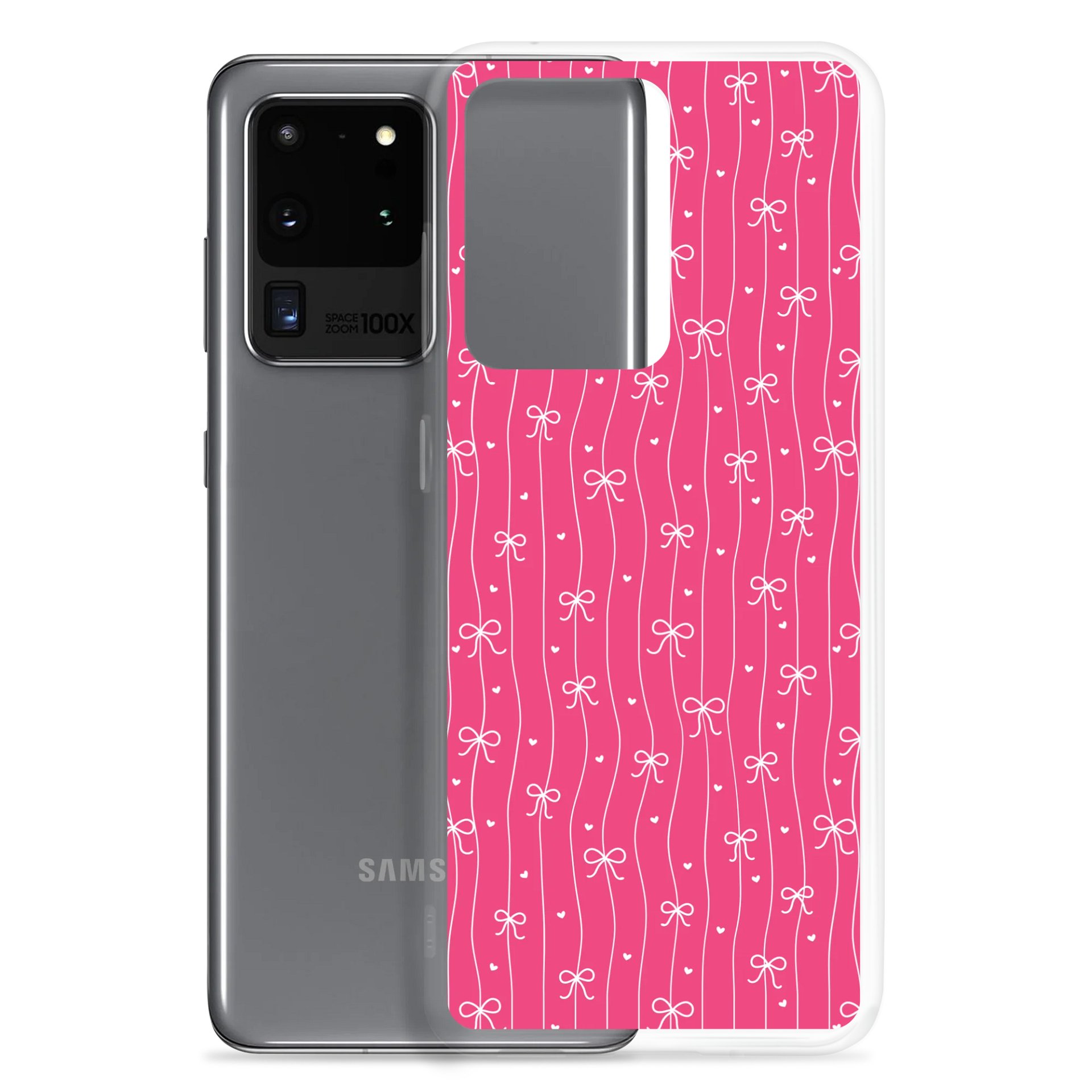Pink Bow Coquette Clear Samsung® 20 Plus, 20 FE, 20 Ultra, 20, 21 FE, 21, 21 Plus, 21 Ultra, 22, 22 Plus, 22 Ultra, 23, 23 Ultra, 23 Plus, 24 Plus, 24, 24 Ultra, 25 Plus, 25 Ultra, 25 Cases. product image (2)